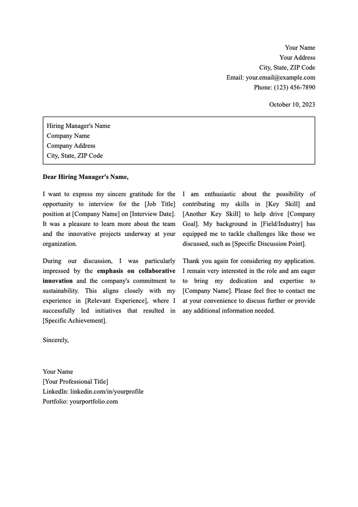 Two sample thank you letters for career and job search advice with professional formatting_variant_1